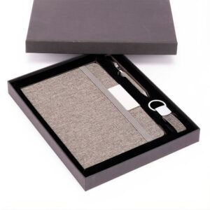 Set PARATY de libreta, bolígrafo y llavero en RPET reciclado para regalo corporativo sustentable.