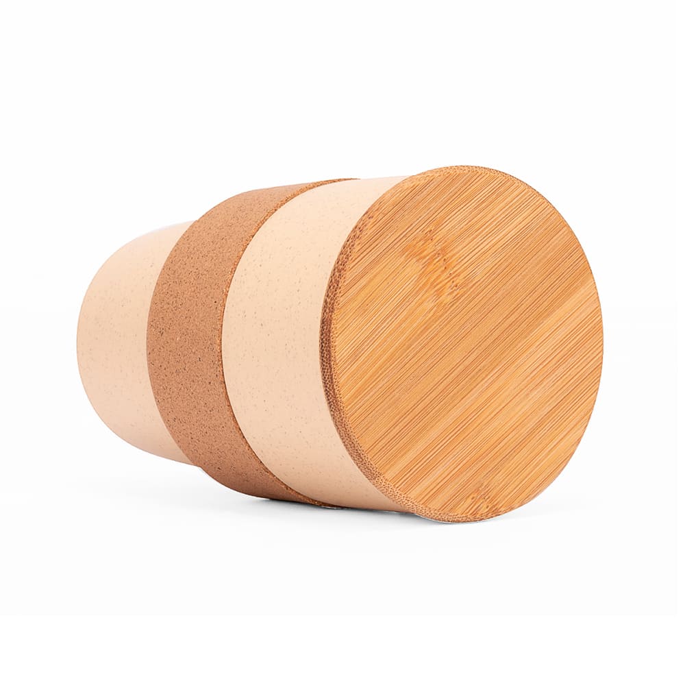 Vaso ISLAY de bambú, corcho y fibra de trigo 375 ml natural.