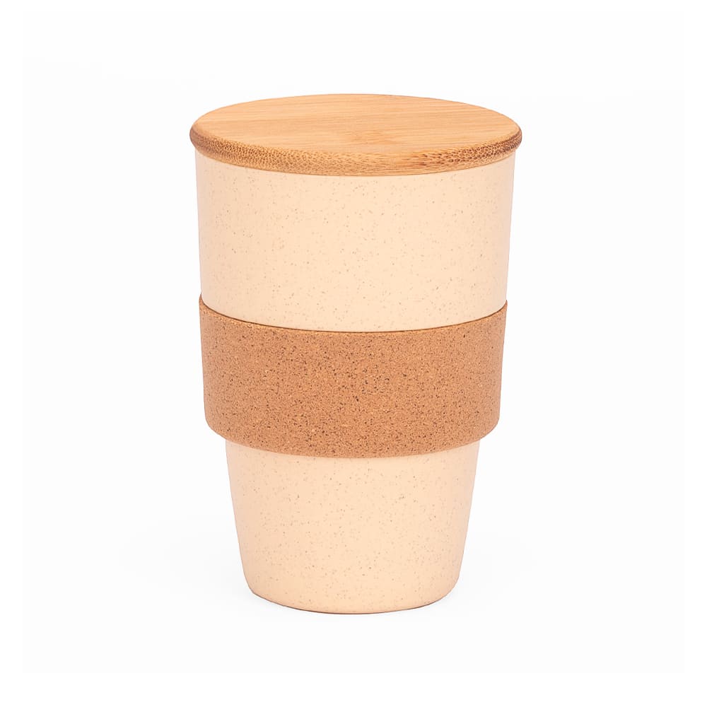 Vaso ISLAY de bambú, corcho y fibra de trigo 375 ml natural.