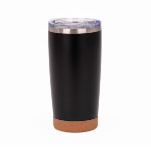 Vaso térmico LUGANO de acero inoxidable con base de corcho 500 ml negro.