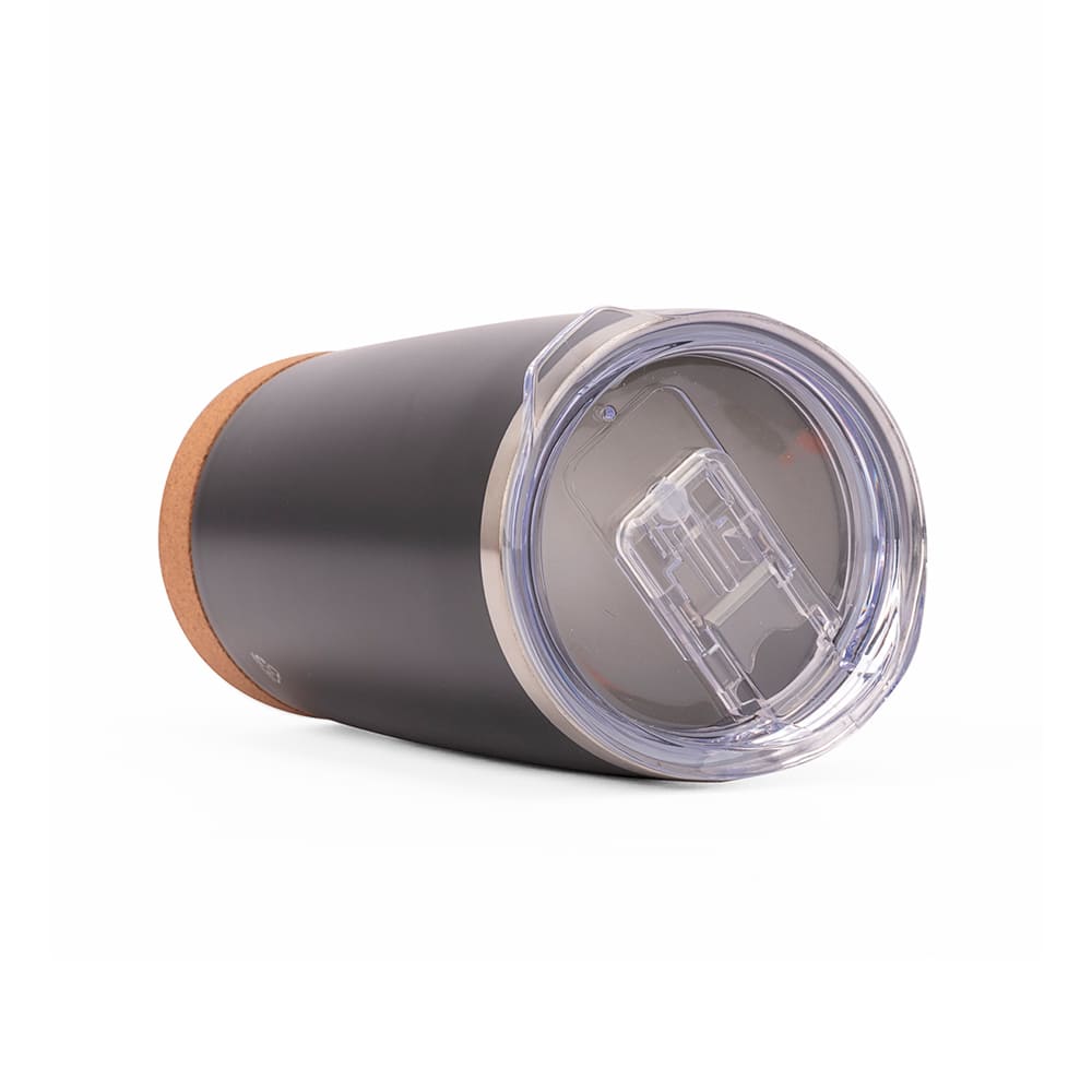 Vaso térmico LUGANO de acero inoxidable con base de corcho 500 ml negro.