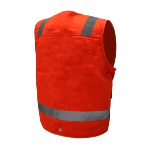 Chaleco geólogo de gabardina sin mangas para trabajo en terreno. Color Naranjo.