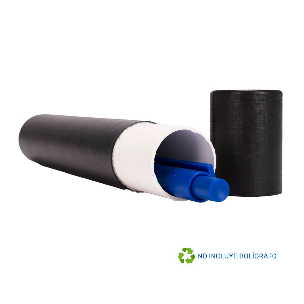 Estuche tubular porta lápiz o bolígrafo GEMINIS negro con tapa.