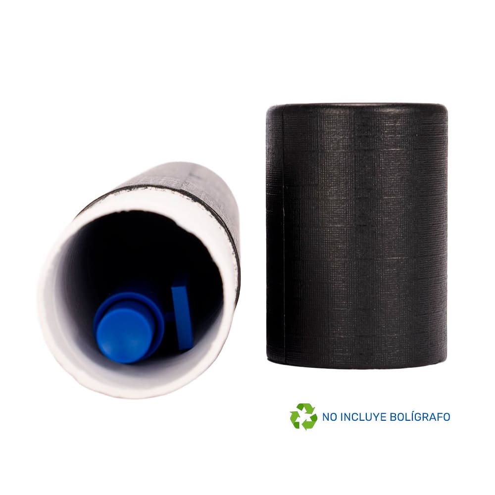Estuche tubular porta lápiz o bolígrafo GEMINIS negro con tapa.