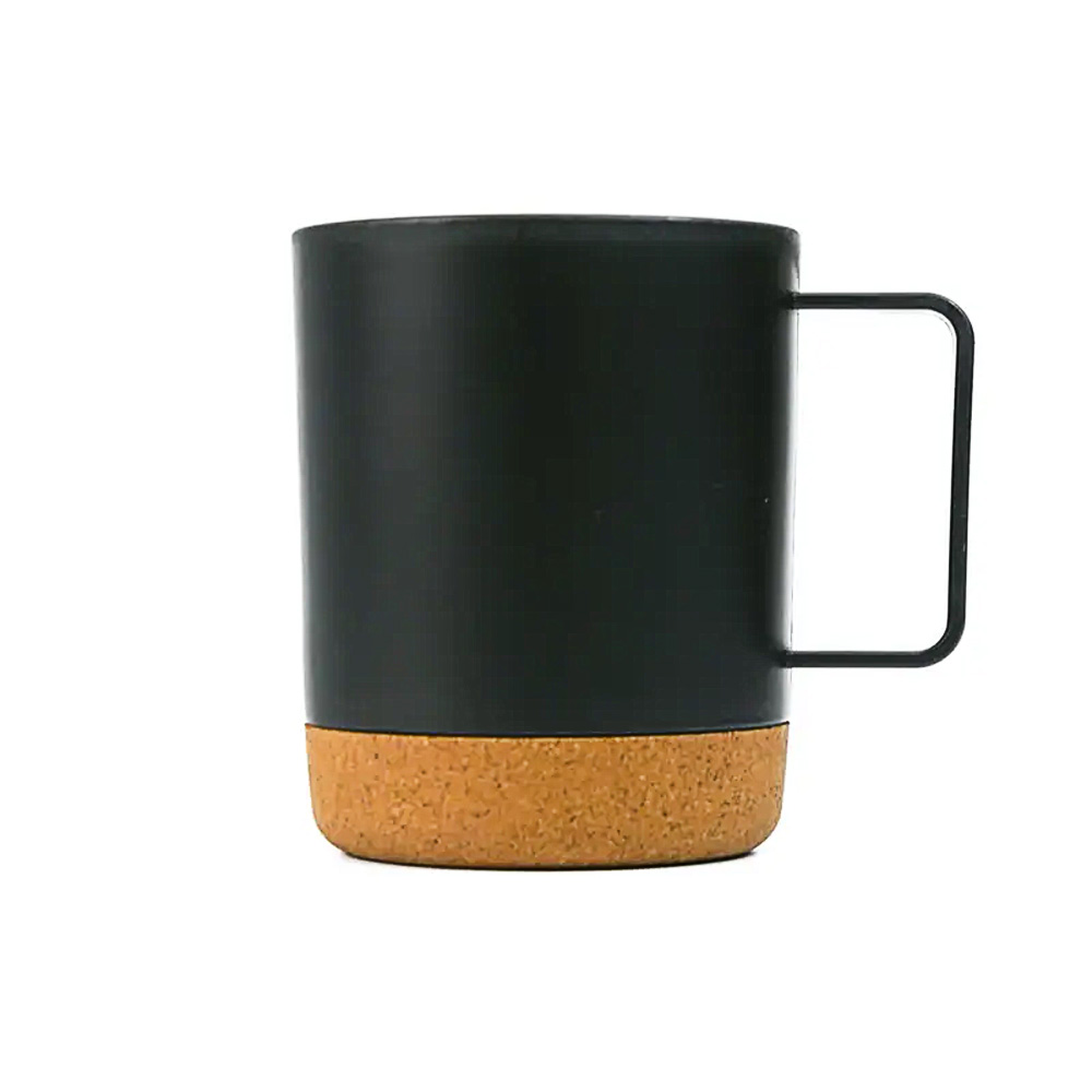 Mug EROS de plástico con base de corcho, color negro.