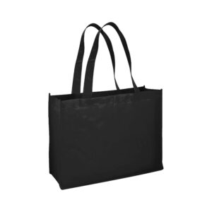 Bolsa reutilizable TNT ecológica con asas termo selladas, color negro.