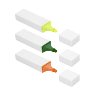 Destacador FLOPI. Punta biselada y puntera del color de la tinta.