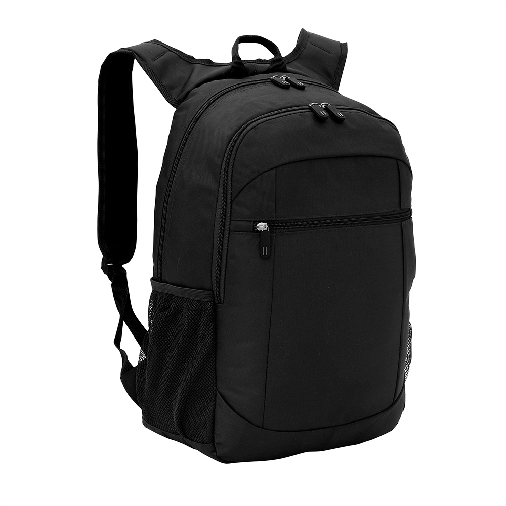 Vista lateral de la Mochila porta notebook FORLAND de 22 litros en color negro.