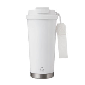 Mug térmico LUNGO 500 ml acero inoxidable doble pared con bombilla y correa.