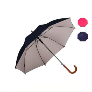 Paraguas automatico TAHG con mango de madera y estructura metálica.