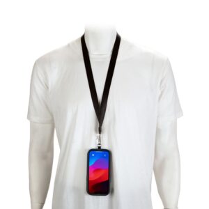 Lanyard Porta Celular CASIOPEIA LAN161 color negro con mosquetón metálico