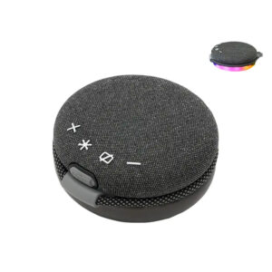 Parlante Bluetooth FULLMOON portátil con recubrimiento de tela.