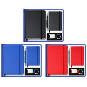 KIT66 con libretas bolígrafo y llavero en estuche