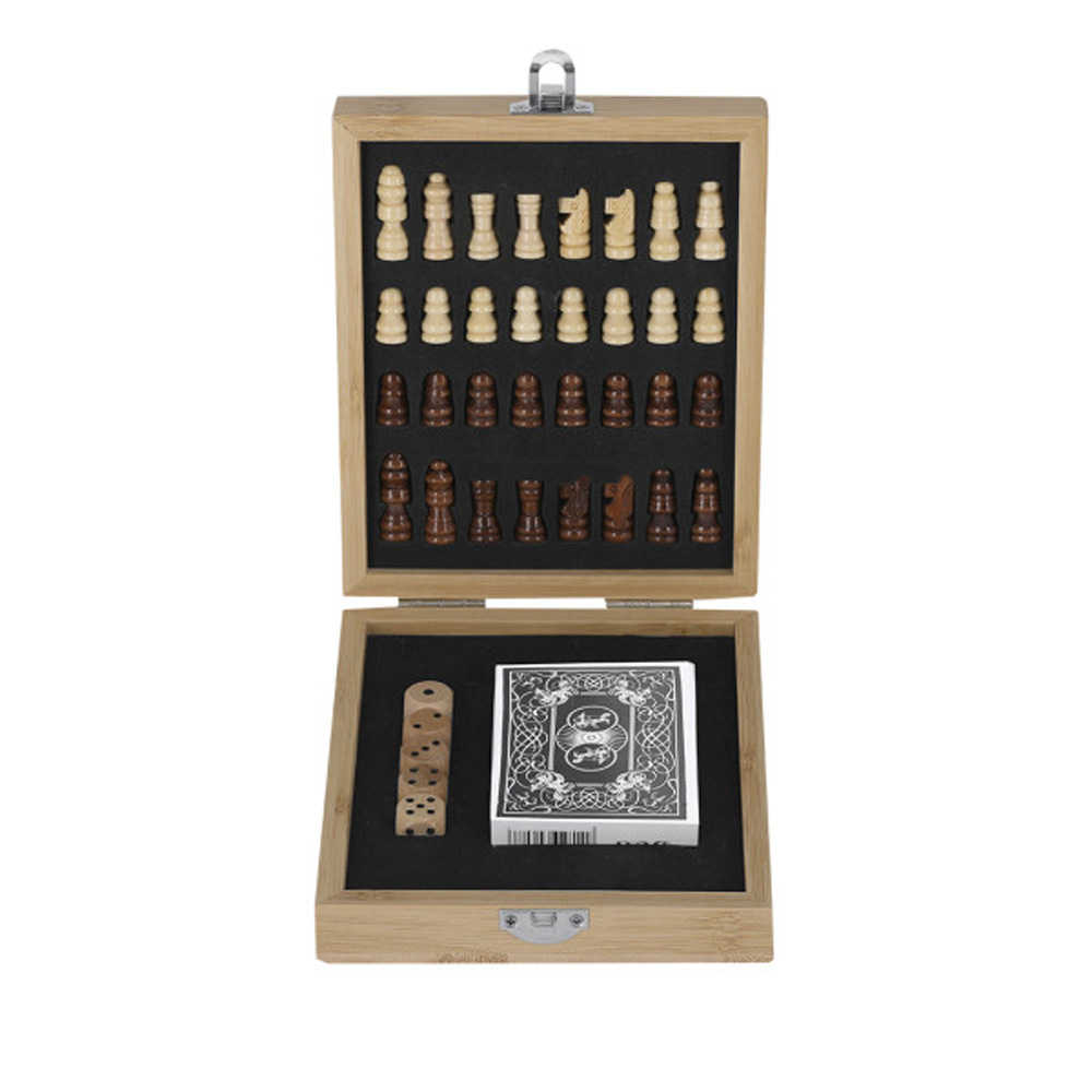 Set Juegos Londox TL400 de bambú con ajedrez dados y cartas
