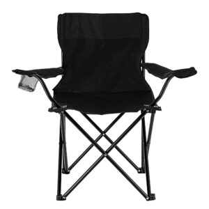 Silla plegable camping tipo director con apoyabrazos y portabotellas.