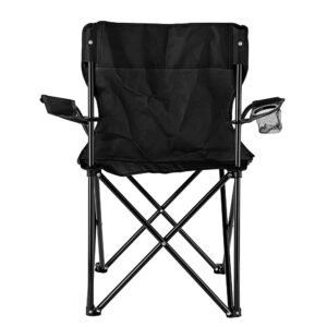 Silla plegable camping tipo director con apoyabrazos y portabotellas.