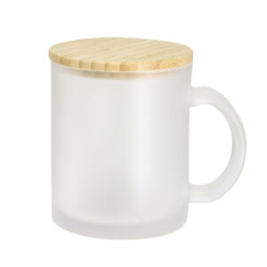 Taza Magui Frost de vidrio con tapa de bambú 350ml