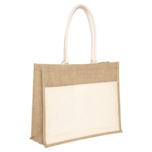 Bolsa Yucatán de yute laminado con bolsillo frontal
