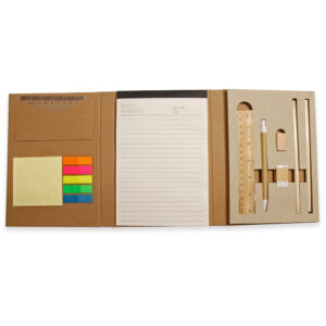 Carpeta ecológica de cartón reciclado con set completo de oficina