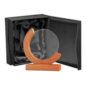Galvano Crystal Elite con base de madera y estuche premium