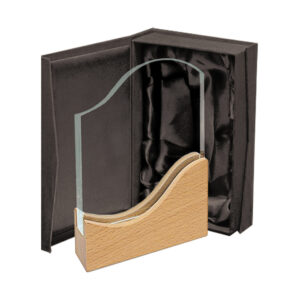 Galvano Crystal Prestige de cristal con base de madera para reconocimiento corporativo