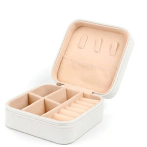 Joyero organizador compacto PU con interior de felpa blanca