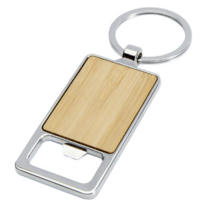 Llavero destapador metal bamboo con estuche negro