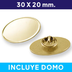 Pin Ovalado Dorado con Domo y cierre mariposa