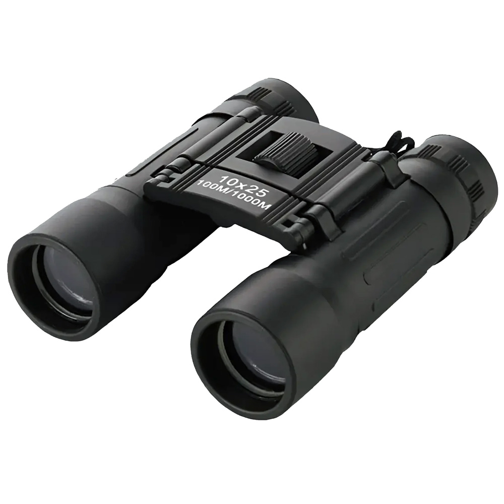 Binoculares Profesionales 10x25 compactos con bolso de transporte y paño de limpieza para actividades outdoor.