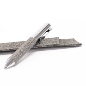 Bolígrafo Tangshan de acero inoxidable con funda individual de tela RPET