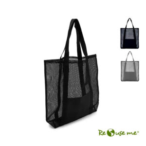Bolso Tote Net RPET fabricado con malla reciclada y poliéster 600D para compras y regalos corporativos sostenibles.