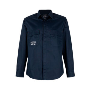 Camisa Ignífuga Antiestática Hombre manga larga en color azul, confeccionada en 97% algodón y 3% fibra de carbono.