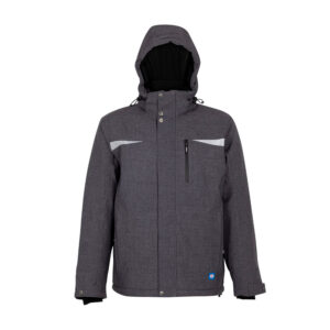 Chaqueta Lofty Hombre disponible en gris y azul con costuras selladas, ventilación y detalles reflectivos.