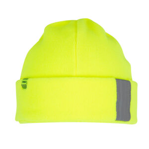 Gorro Hi-Vis Micropolar Unisex disponible en amarillo y naranja para trabajos en exteriores y clima frío.