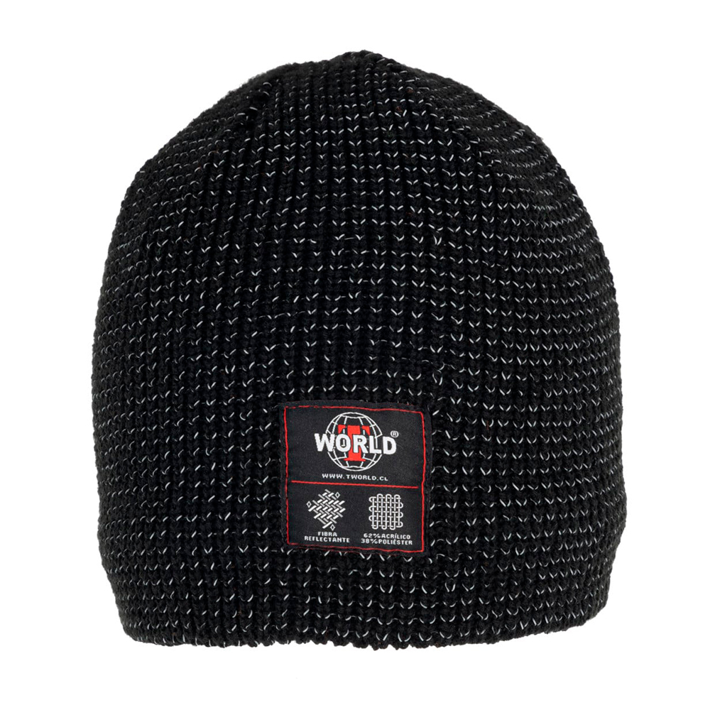 Gorro Reflex Unisex color negro con fibra reflectante y forro interior de micropolar para trabajos en exteriores.