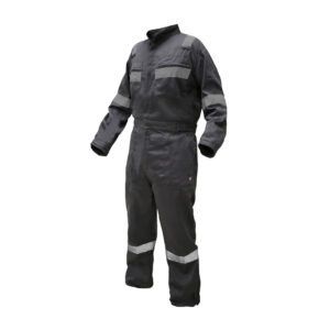 Overol Gabardina Practical Line Hombre disponible en gris, naranjo, rojo y azul para uso industrial y corporativo.