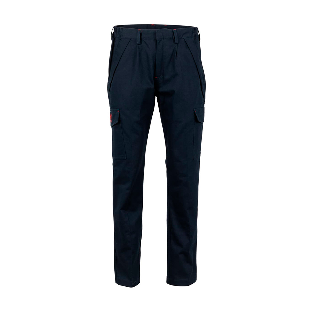 Pantalón Ignífugo Antiácido Hombre certificado en 100% algodón, color azul, para trabajos industriales de alto riesgo.