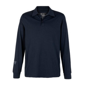 Polera Polo Ignífuga Antiestática Manga Larga Hombre color azul para trabajos industriales de alto riesgo.