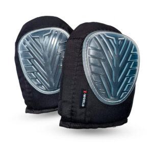 Rodillera High Protection Gel color negro con relleno de gel, tapas plásticas y ajuste con velcro para trabajos industriales.