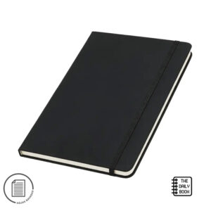 Cuaderno Borges B5 de tapa dura en PU con 96 hojas rayadas, cierre elástico y cinta marcadora para regalos corporativos.