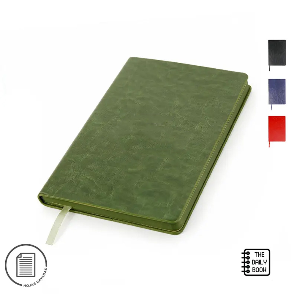 Cuaderno Show A5 de tapa flexible de PU con 96 hojas rayadas y cinta marcadora para uso diario y regalos corporativos.