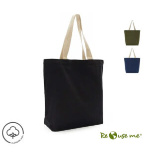 Tote Bay de canvas de algodón 100% con asas largas, 28 litros de capacidad y diseño reutilizable para uso diario.