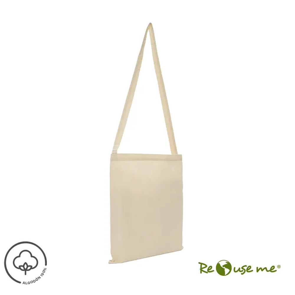 Tote Fiji de algodón reciclado con correa larga para hombro, ideal para compras, traslados urbanos y uso diario.