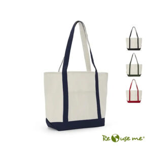 Tote Malibu de lona canvas 12 oz con asas largas reforzadas, base firme y amplio compartimento para uso diario.