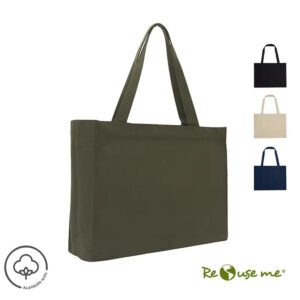 Tote Martinica de algodón reciclado con asas largas, diseño ecológico y reutilizable para compras y acciones promocionales.