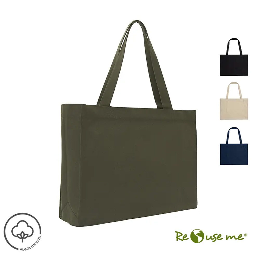 Tote Martinica de algodón reciclado con asas largas, diseño ecológico y reutilizable para compras y acciones promocionales.
