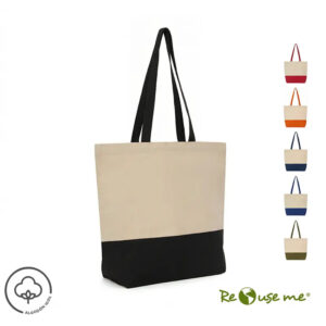 Tote Shore de canvas de algodón con asas largas de color y panel inferior reforzado para compras y uso diario.